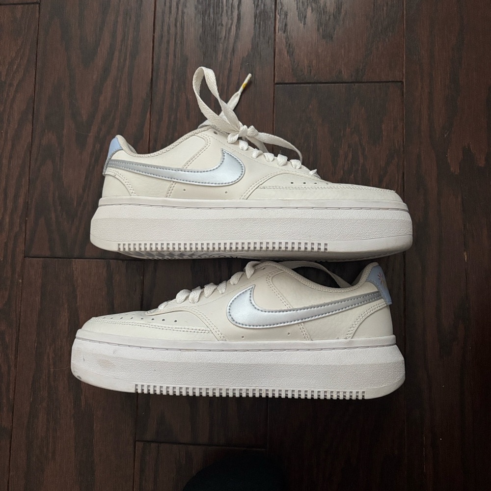 Nike Cream and Silver Low-Top Sneakers